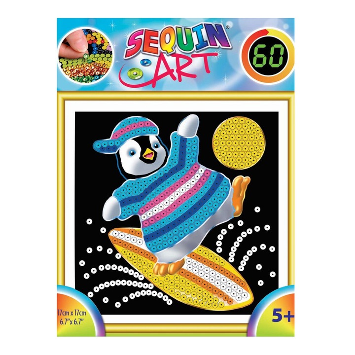 Set Creativ Sequin 60 - Pinguin, 17x17cm, Sequin Art