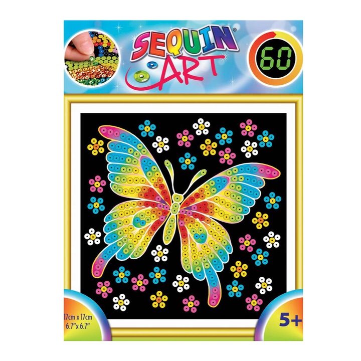 Set Creativ Sequin 60 - Fluture, 17x17cm, Sequin Art