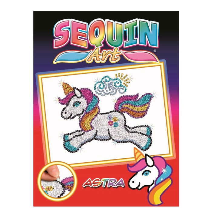 Set Creativ Red - Astra Unicornul,34x25cm, Sequin Art