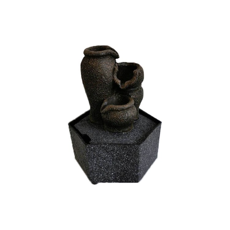 Fantana decorativa, electrica cu LED, 17.2 cm, Gri