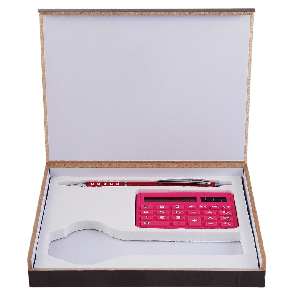 Set cadou copii roz cu pix si calculator