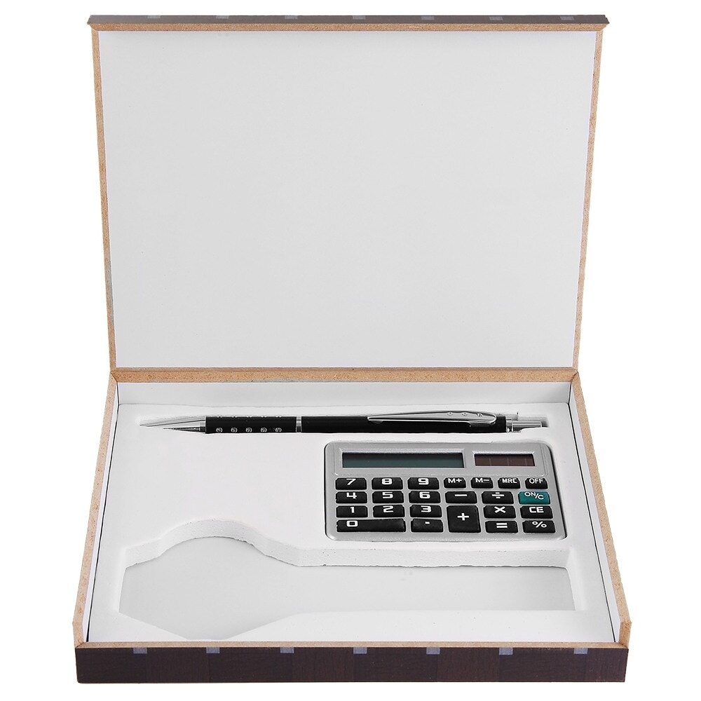 Set cadou copii argintiu cu pix si calculator