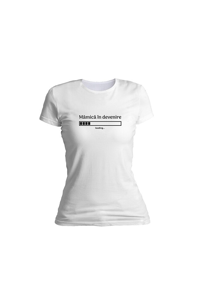 Tricou personalizat, Mamica in devenire, pentru dama, Alb, Alb