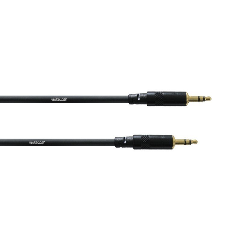 Cablu Audio Profesional, Cordial, Negru, jack 3.5 mm stereo - jack 3.5 mm stereo, 1,5metri