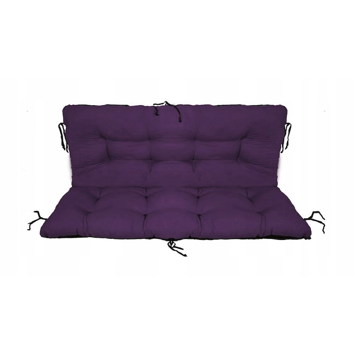 Palmonix dekoratív párna készlet, hintaágyhoz, hintaszékhez és padhoz, 180x55cm üléspárna és háttámlapárna mérete, lila szín