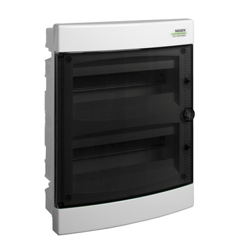 Cofret de distributie din plastic, Montare Incastrata, Usa transparenta, IP40, 2 Randuri, 2X12 Module Cofret de distributie din plastic, Montare Incastrata, Usa transparenta, IP40, 2 Randuri, 2X12 Module