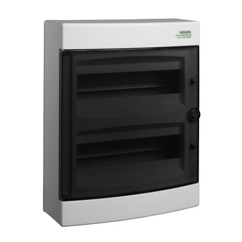 Cofret de distributie din plastic/Montare Aparenta/Usa transparenta/IP40/2 Randuri/2X18 Module Cofret de distributie din plastic/Montare Aparenta/Usa transparenta/IP40/2 Randuri/2X18 Module