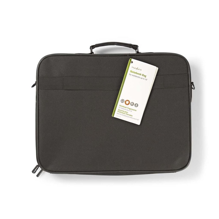 Notebook táska, Nedis, 15-16", Viselhető öv, 2 Rekesz, Poliészter, Fekete