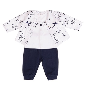 Set 3 piese fetite, cardigan, tricou si pantaloni, Babybol, imprimeu flori navy Set 3 piese fetite, cardigan, tricou si pantaloni, Babybol, imprimeu flori navy