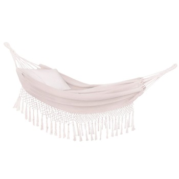 Hamac dublu, cu franjuri si 2 perne, bej, max 200 kg, 200x150 cm, Springos Hamac dublu, cu franjuri si 2 perne, bej, max 200 kg, 200x150 cm, Springos