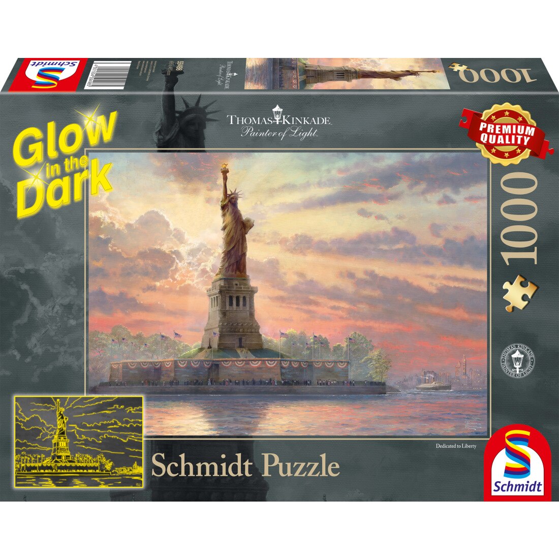 Puzzle Schmidt Fosforescent Statuia Libertatii, 1000 de piese