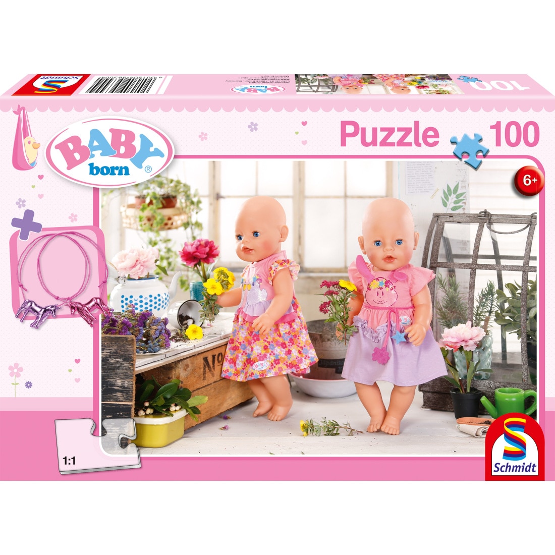 Puzzle Schmidt Florarie, 100 de piese + imbracaminte papusa