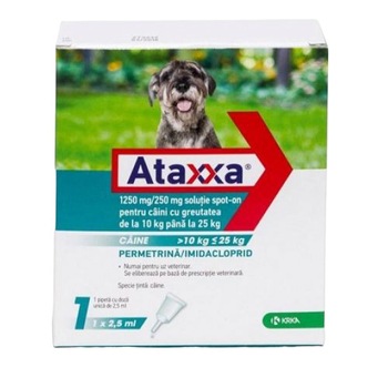 Pipeta antiparazitara caini Ataxxa 10-25 kg 1x2,5ml Pipeta antiparazitara caini Ataxxa 10-25 kg 1x2,5ml