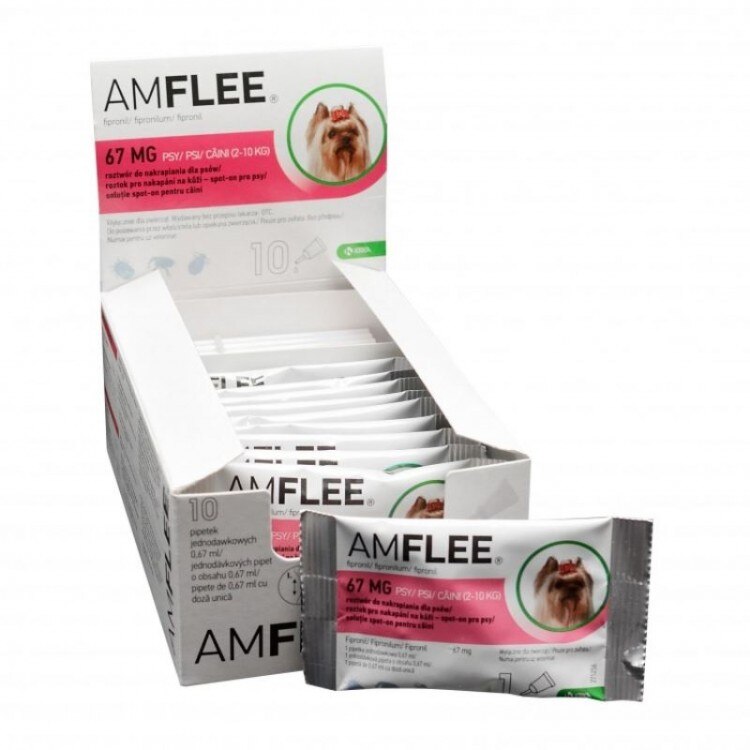 Pipeta antiparazitara caini 2-10 kg AMFLEE 1 pip x67mg