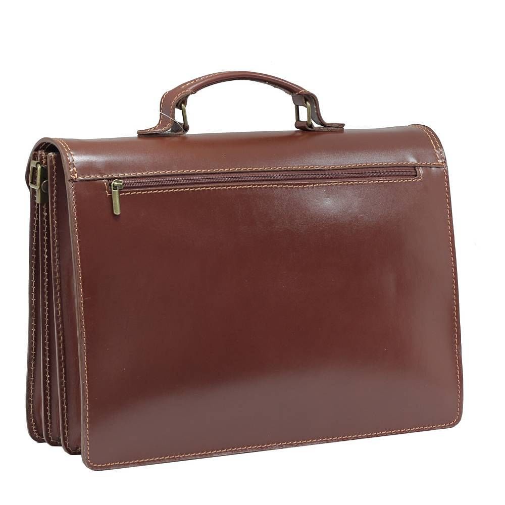 Geanta laptop din piele naturala, util land, coniac, LS101A