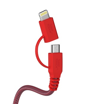 Cablu Lightning & Micro USB 150 cm Super TOUCH, rosu Cablu Lightning & Micro USB 150 cm Super TOUCH, rosu