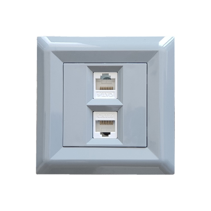 Компютърна розетка двойна LB Light Softline 2xCat.6, RJ45, Натурално Сиво