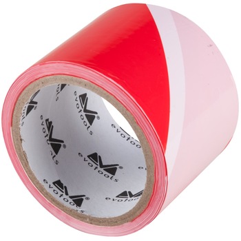 Banda de Delimitare si Semnalizare EvoTools, lungime 100 m, latime 75 mm, culoare Rosu/Alb Banda de Delimitare si Semnalizare EvoTools, lungime 100 m, latime 75 mm, culoare Rosu/Alb