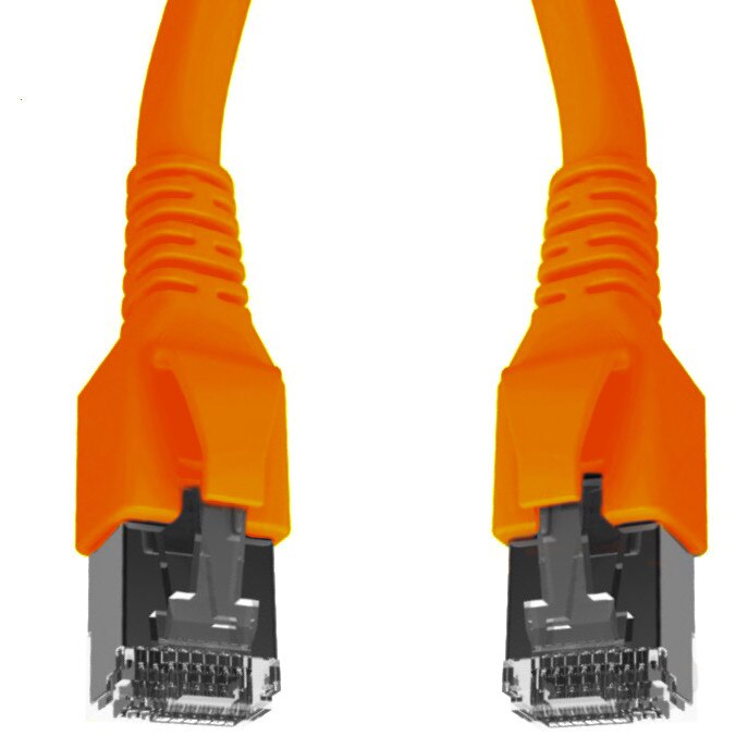 Cablu patchcord Cat.6A 10G S/FTP dublu ecranat Schrack RJ45 LSOH 500MHz portocaliu 0.5 m