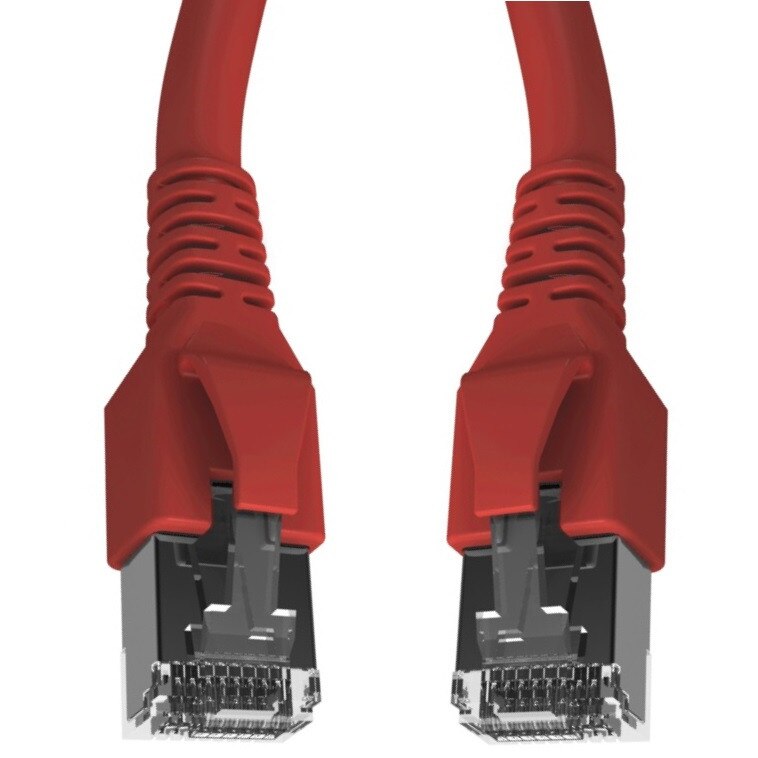 Cablu patchcord Cat.6A 10G S/FTP dublu ecranat Schrack RJ45 LSOH 500MHz rosu 5 m