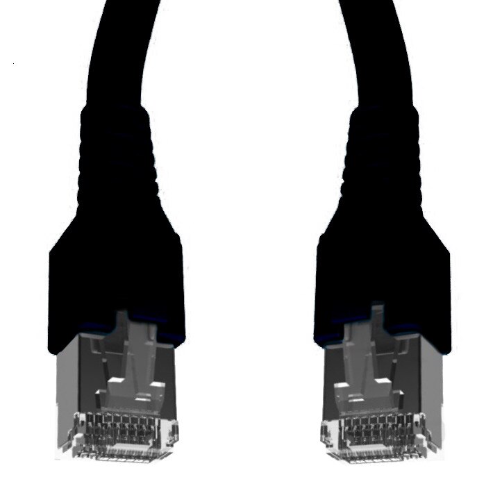 Cablu patchcord Cat.6A 10G S/FTP dublu ecranat Schrack RJ45 LSOH 500MHz negru 5 m