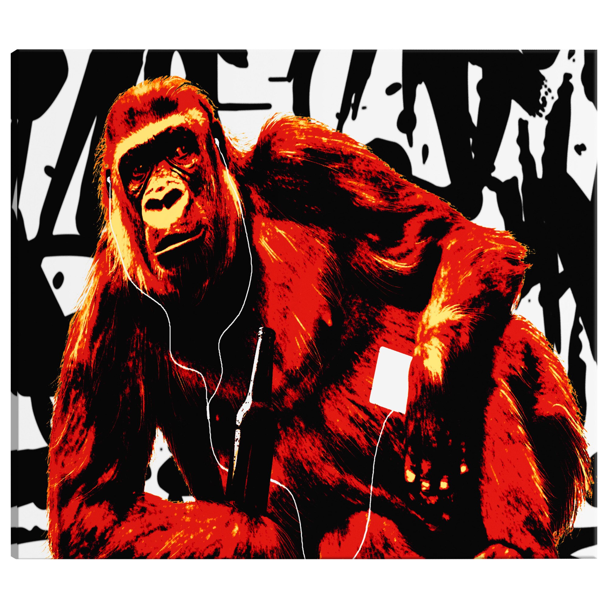 Tablou canvas - Pop art monkey red red - 120 x 80 cm