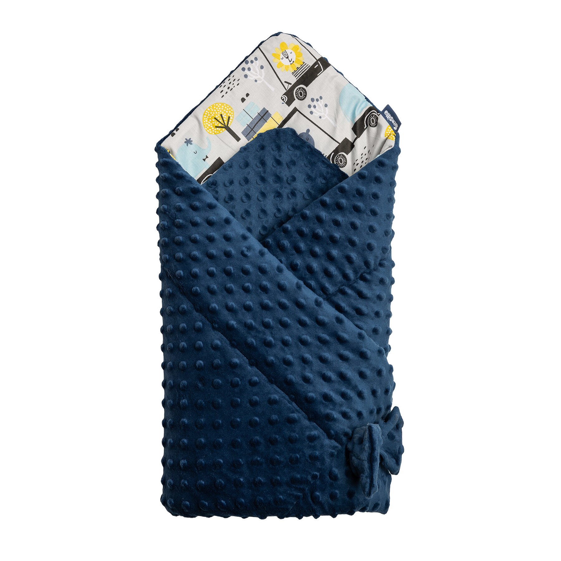 Paturica nou-nascut Sensillo Minky Wrap Zoo Navy Blue 80x80 cm