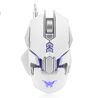 Mouse Gaming CombatWing CW50 , 8000 DPI, 6400FPS, 6 Culori Iluminare RGB, Ajustabil pe dimensiunea mainii si greutate, Buton x3 FirePower , 7 Butoane, Alb/Gri