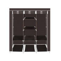 Dulap raft textil pentru depozitare incaltaminte, imbracaminte sau accesorii, 4 nivele, 8 rafturi, culoare Maro