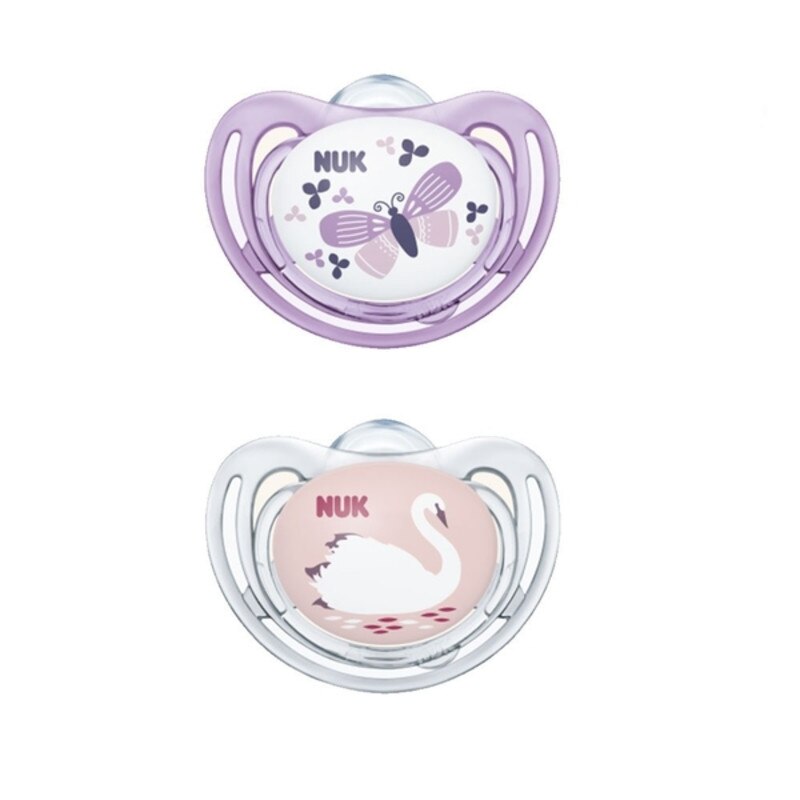 Set 2 suzete ortodontice din silicon Nuk Freestyle 730133R, Roz 0-6 luni