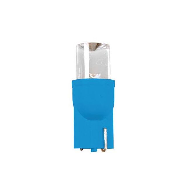 Set 2 becuri tip LED, soclu plastic, T10 W2.1X9.5d, 12V, albastru dispersat