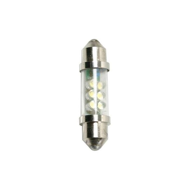 Set 2 becuri tip LED, sofit cu 6 LED-uri, 24V, SV8.5-8, 11X41 mm, albastru