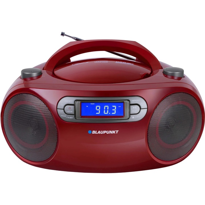 Microsistem Blaupunkt BB18RD, FM, CD, MP3, USB, AUX, LCD, Rosu
