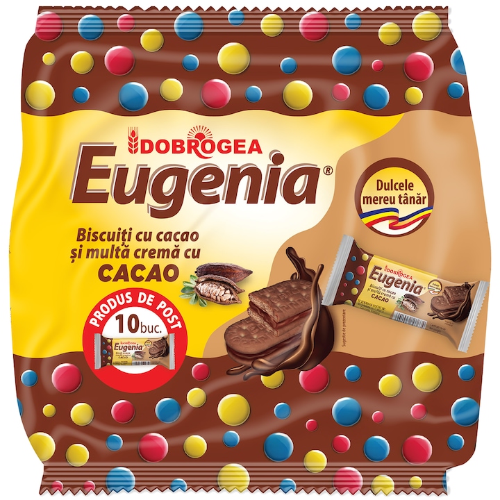 Biscuiti cacao cu crema de cacao Familial EUGENIA, 10buc *36g