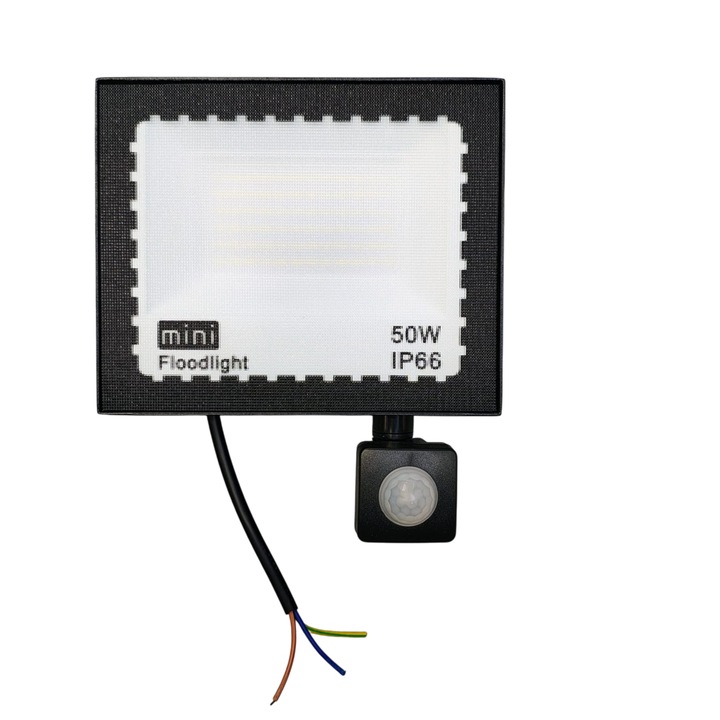Proiector Led 50 W cu senzor de lumina si miscare, exterior IP66, slim, 6500k