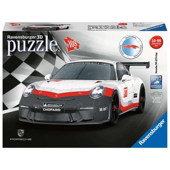 Puzzle Ravensburger 3D - Porcshe Gt3 Cup, 108 piese Puzzle Ravensburger 3D - Porcshe Gt3 Cup, 108 piese