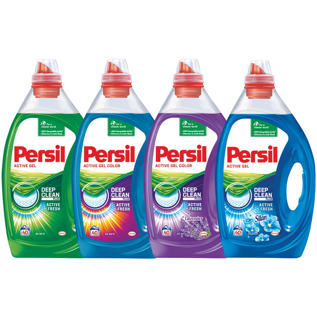 Pachet Promo Detergent lichid Persil Gel: Universal + Color Lavender + Freshness by Silan 160 spalari, 4x2L