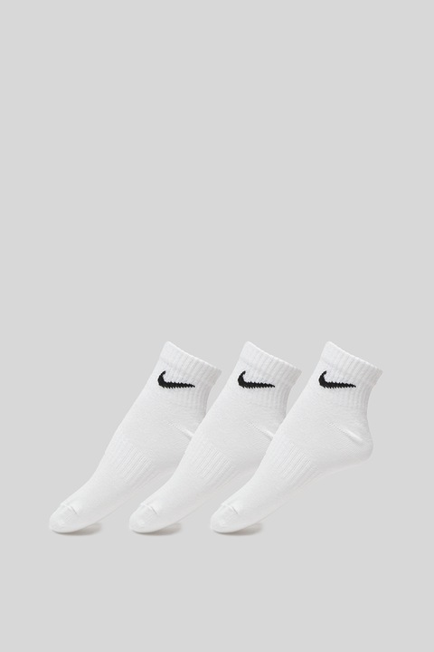 Nike, Set de sosete unisex din material usor, cu tehnologie Dri-Fit Everyday - 3 perechi, Alb, L