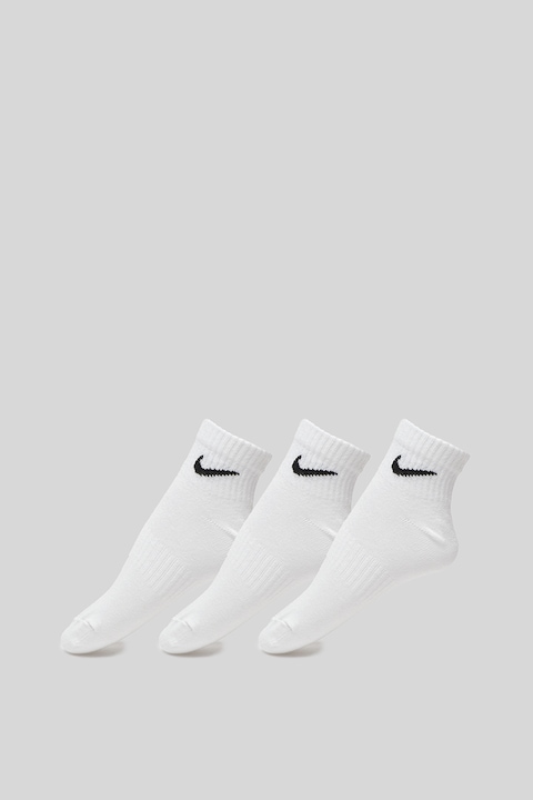 Nike, Set de sosete unisex din material usor, cu tehnologie Dri-Fit Everyday - 3 perechi, Alb, S