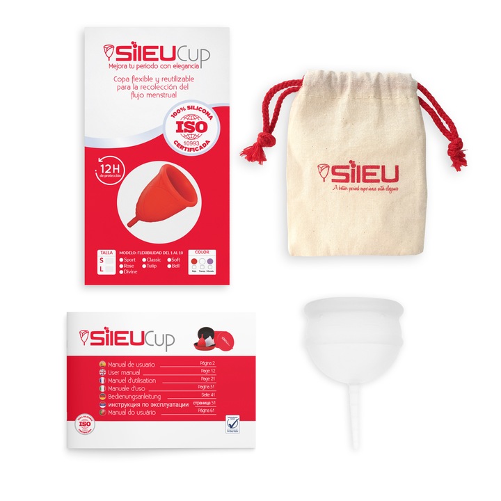 Cupa menstruala, Sileu, Bell, Transparent, Silicon, L