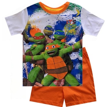 Pijama Testoasele Ninja, tricou si pantalo, Alb/Orange, 98 CM Pijama Testoasele Ninja, tricou si pantalo, Alb/Orange, 98 CM