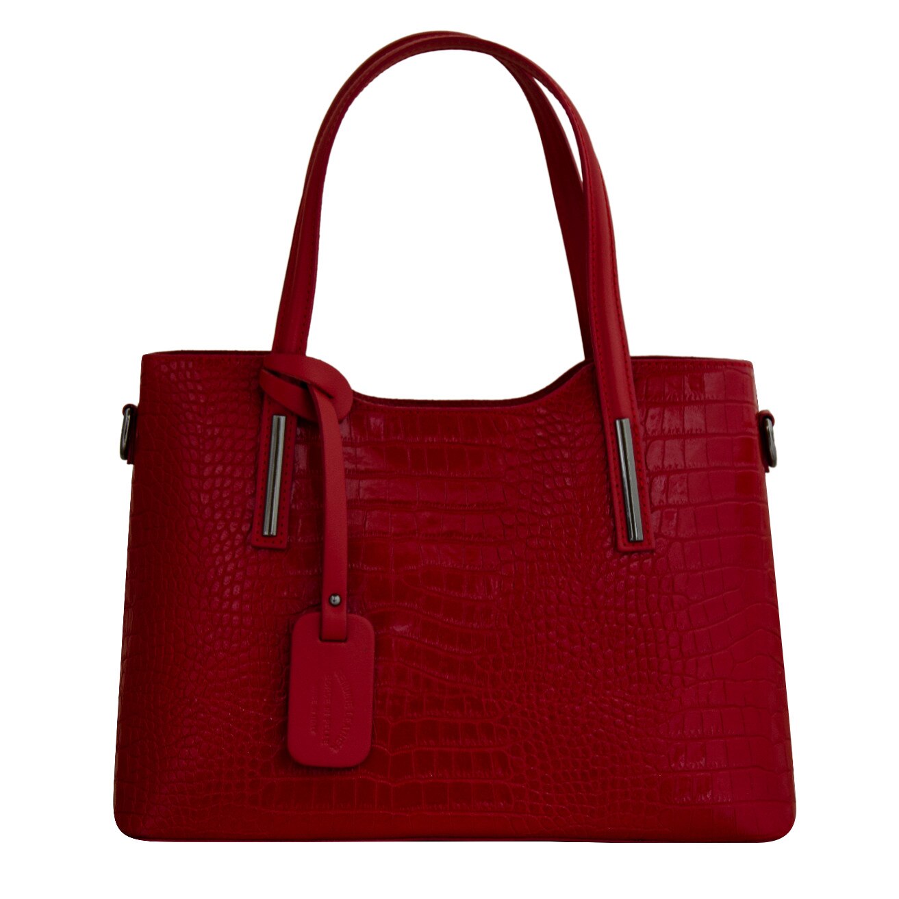 Geanta de dama din piele naturala Eva Bags, Pepa croco rosu