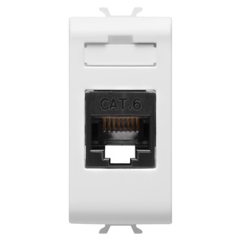 Priza Rj45 Cat6 Utp, Modulara, 1M, Alb Priza Rj45 Cat6 Utp, Modulara, 1M, Alb
