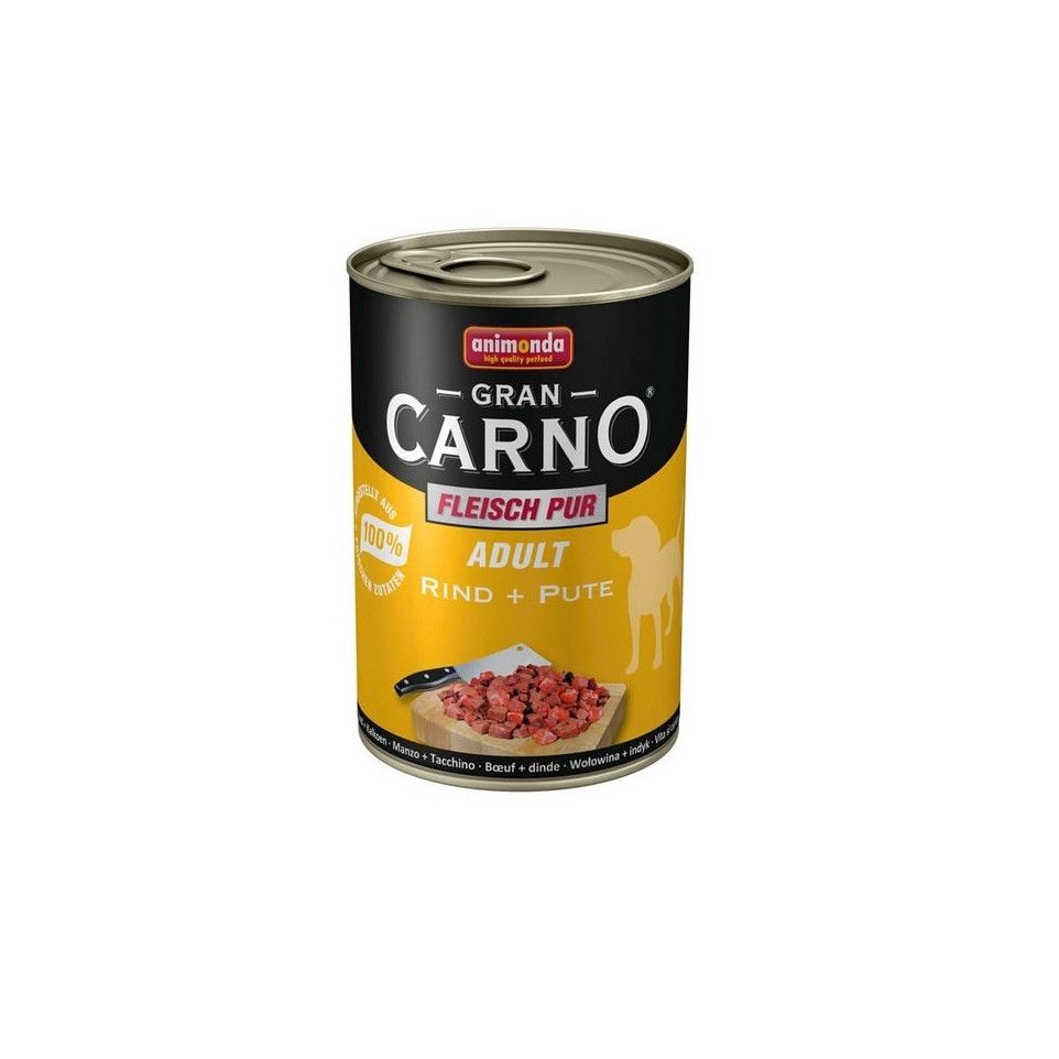 Hrana umeda pentru caini, Grancarno Adult Dog, vita si curcan, set 6 x 800 gr