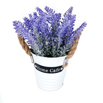 Lavanda artificiala in ghiveci metalic alb,20cm Lavanda artificiala in ghiveci metalic alb,20cm