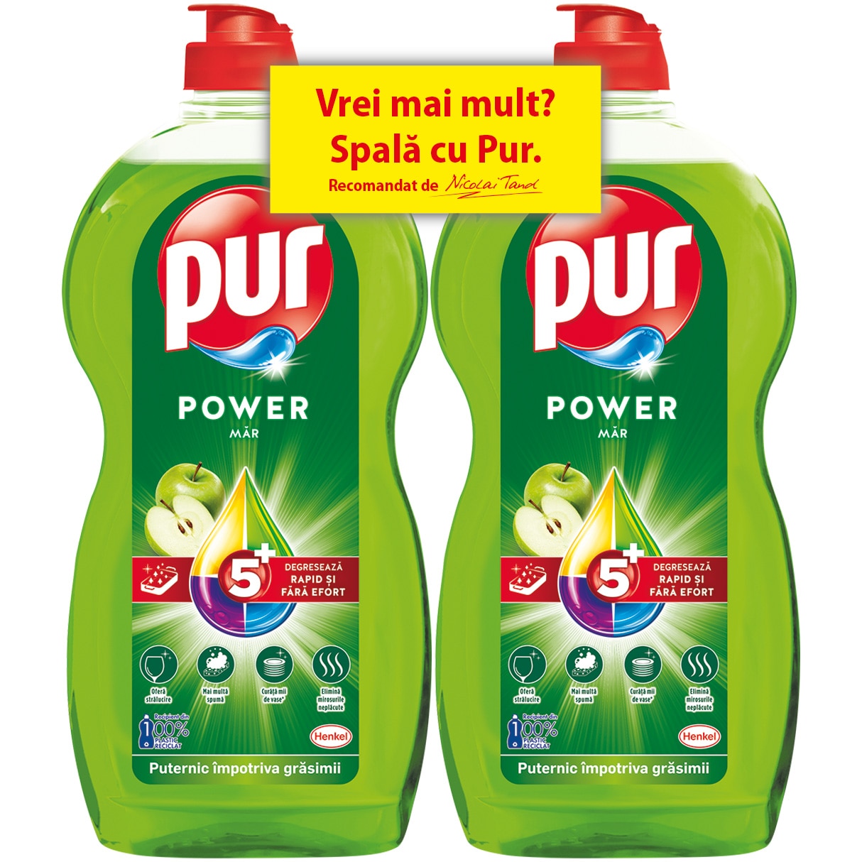 Detergent de vase Pur Power Apple 2x1,2L