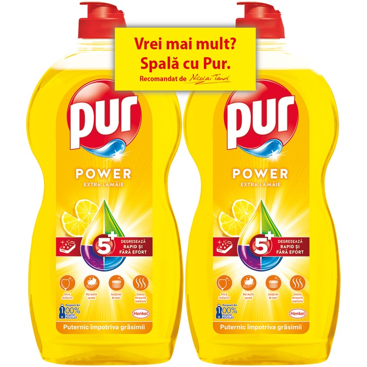 Pur Power Lemon mosogatószer, 2x1,2 l