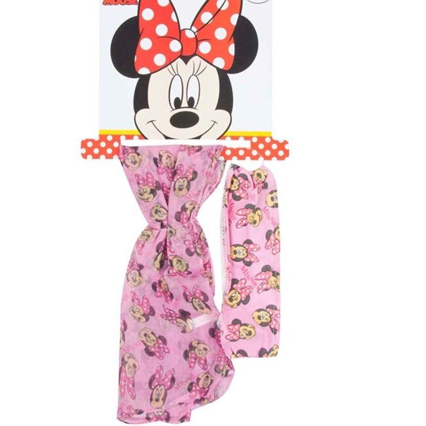 Set esarfa si bentita Minnie Mouse 120x25 cm + 3 ani Roz