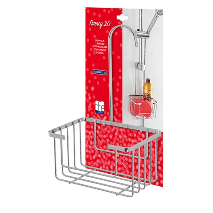 Etajera pentru bara dus Feridras Francy, argintiu, otel cromat, 18 x 12 x 28,5 cm