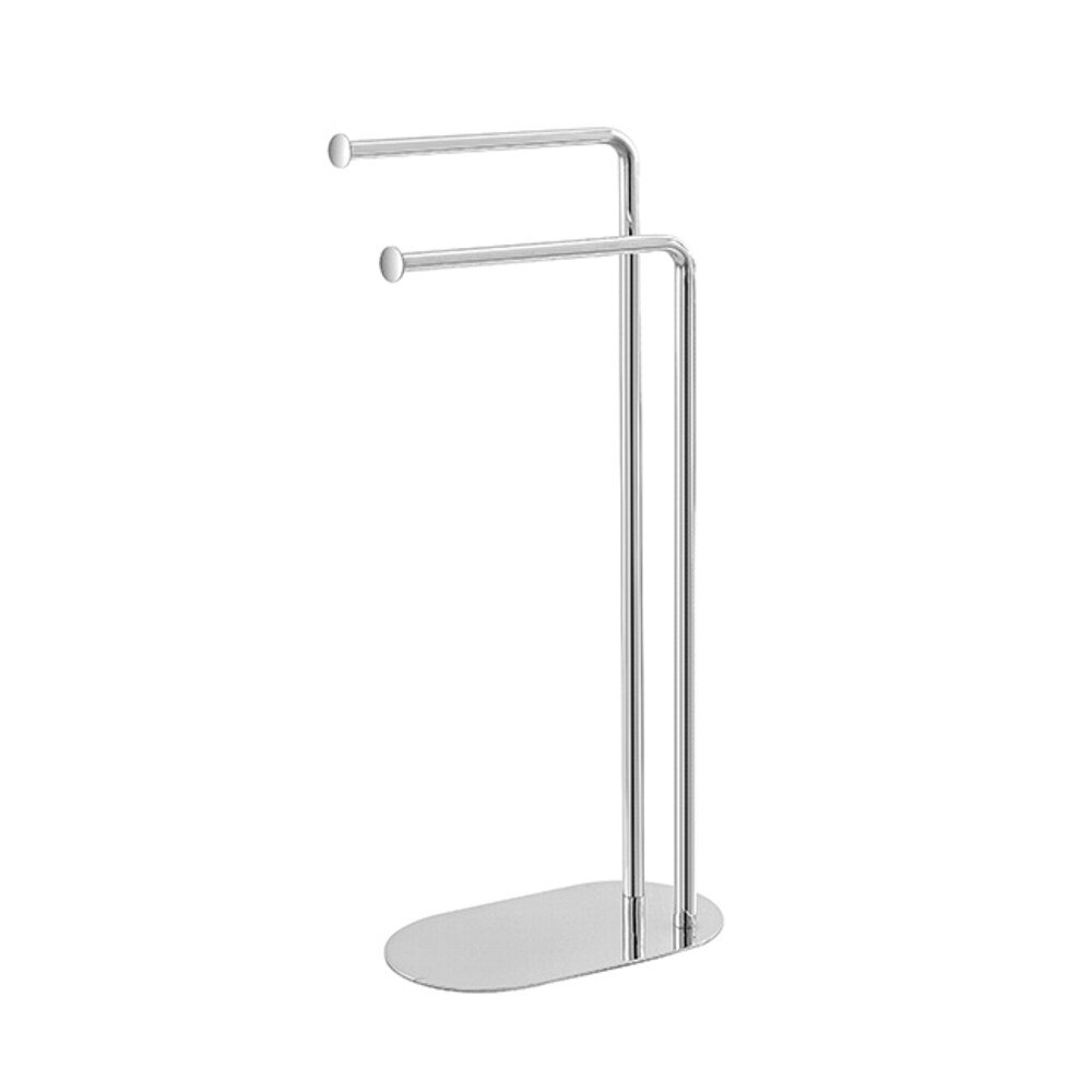 Suport prosoape, argintiu, din otel cromat, cu 2 brate, baza ovala, h 80.5cm